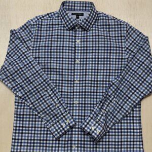Banana Republic Men’s Check Button-Up Shirt | Navy & White | Size M